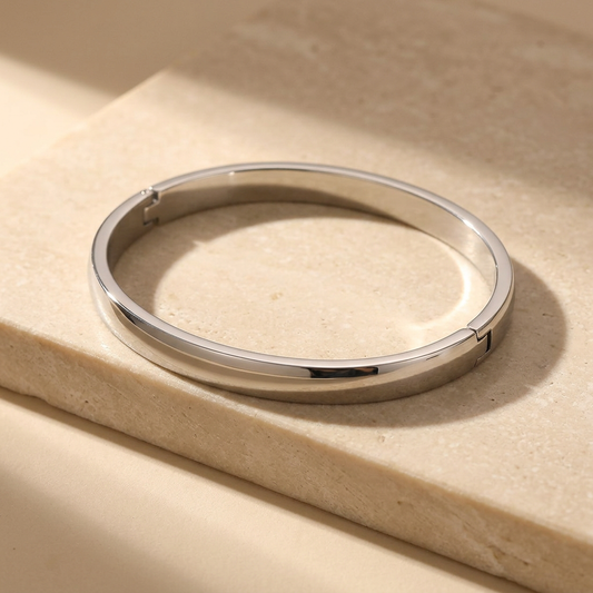 Gold Lunar - Sleek Bangle, Silver