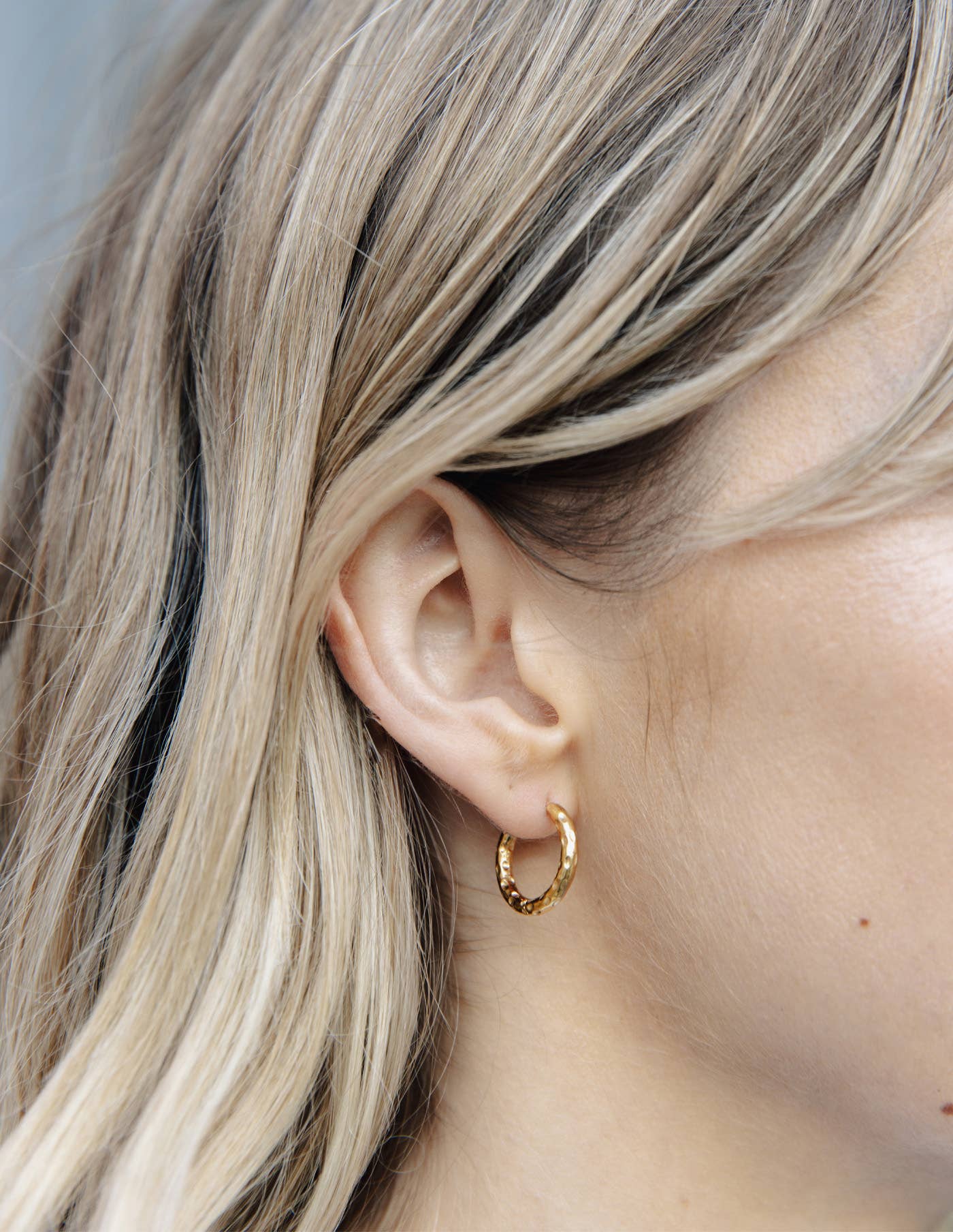 Nordic Muse - Gold Hammered Hoop Earrings