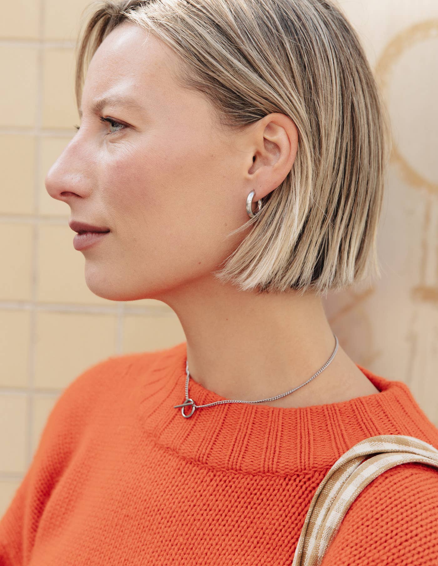 Nordic Muse - Silver Herringbone Toggle Chain Necklace, Waterproof