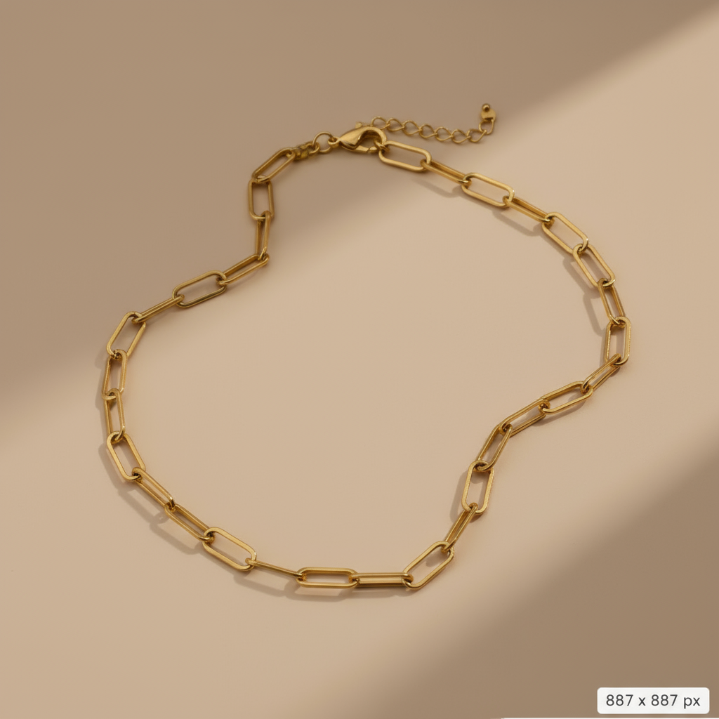 Gold Lunar -  Paperclip Chain Necklace