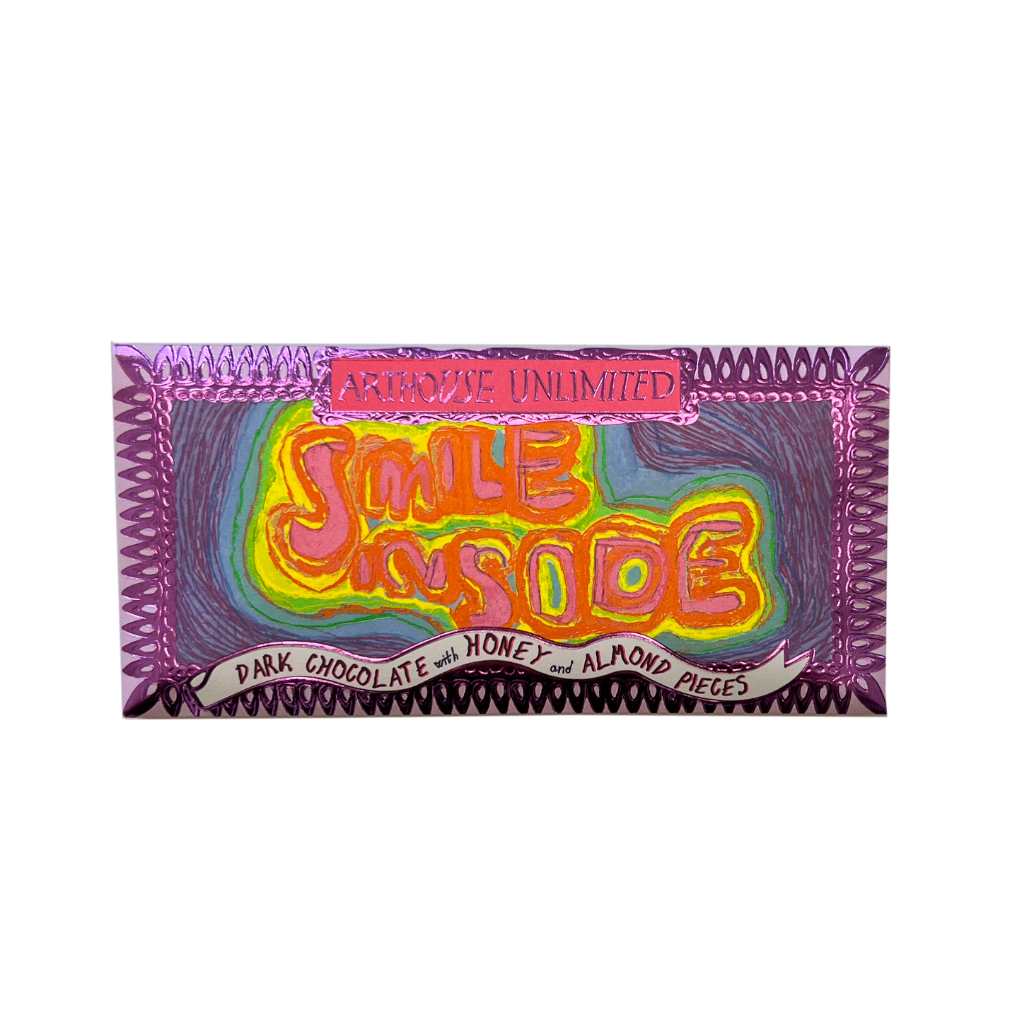 Arthouse Unlimited - Joy Sized: Smile Inside, Dark Chocolate with Honey & Almond Pieces