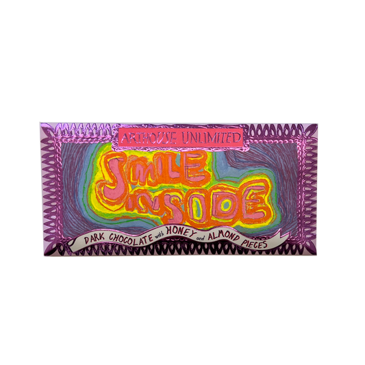 Arthouse Unlimited - Joy Sized: Smile Inside, Dark Chocolate with Honey & Almond Pieces