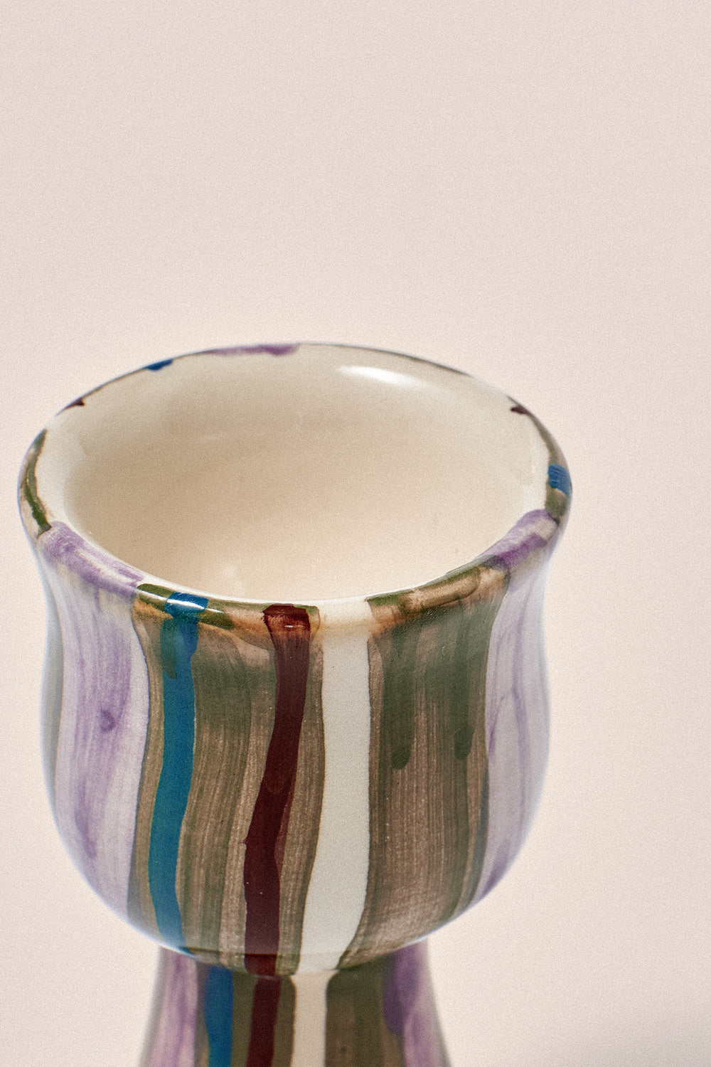 Damson Madder - Egg Cups, Chartreuse Check/Olive Stripe