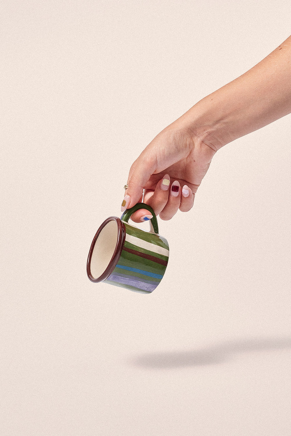 Damson Madder - Espresso Cup, Green Stripe