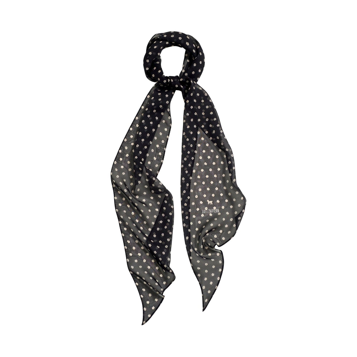 Lost Pattern NYC - Petal Veil Silk Chiffon Neck Scarf, Black