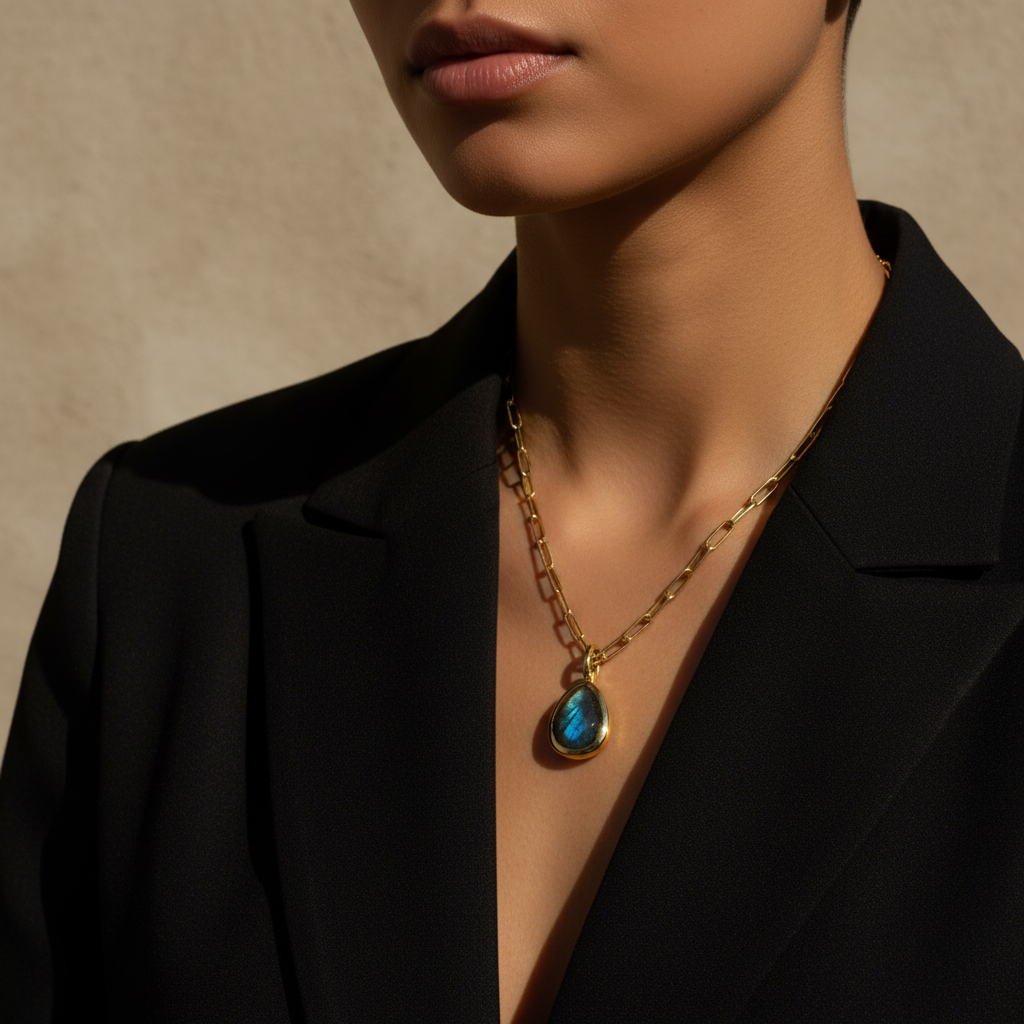 Gold Lunar -  Labradorite Link Chain