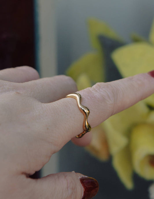 Nordic Muse - Gold Irregular Wave Ring