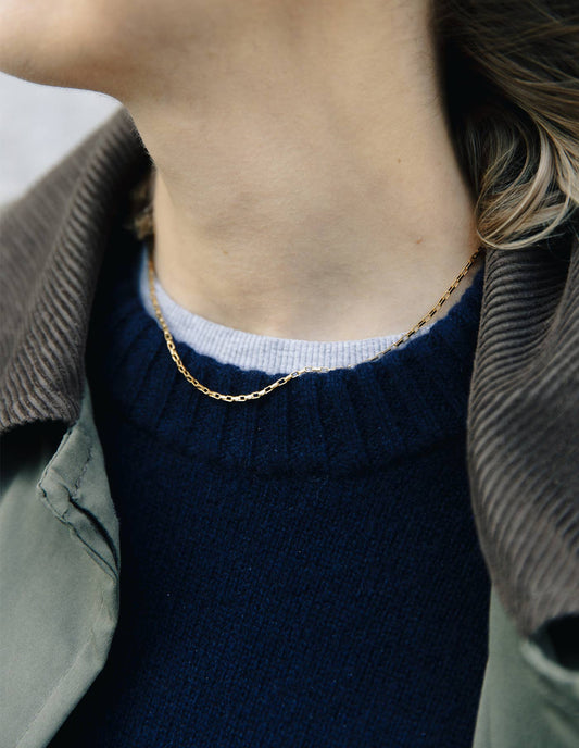 Nordic Muse - Gold Box Link Chain Necklace, Waterproof