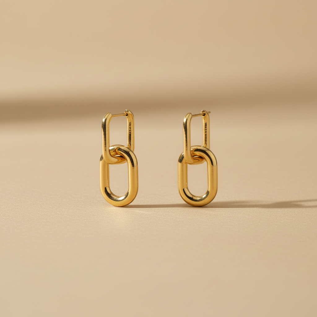 Gold Lunar -  Chunky Link Loop Hoops