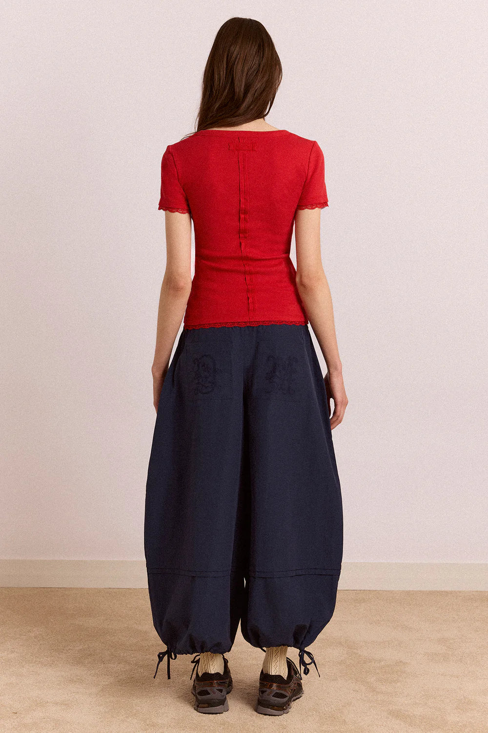 Damson Madder - Paige V-Neck Tee, Red