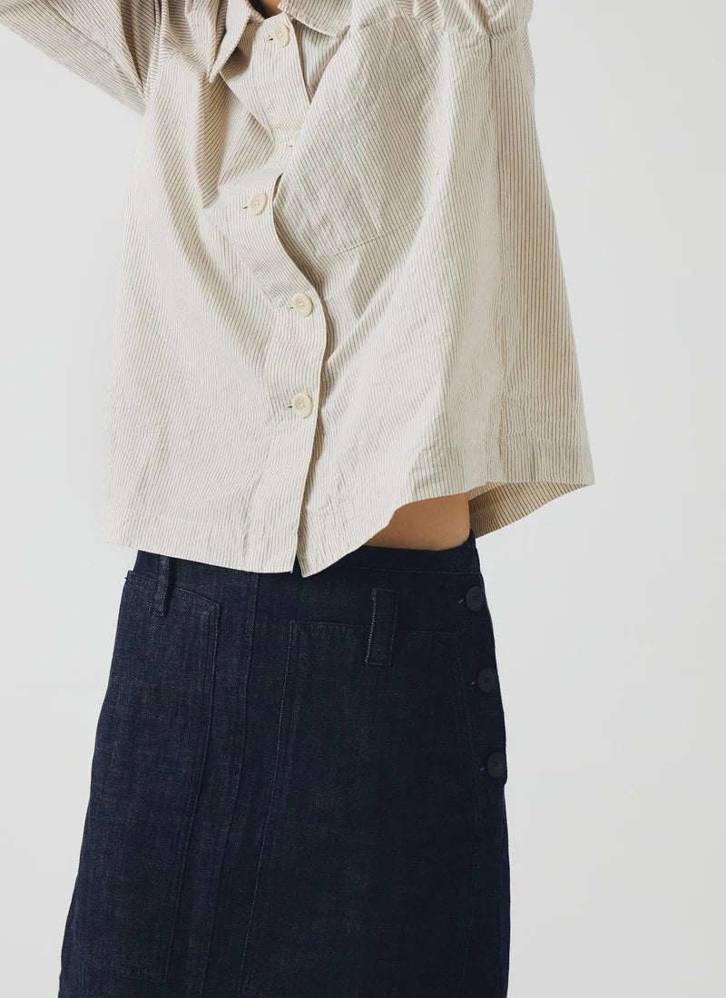 TOAST - Patch Pocket Organic Denim Skirt, Indigo