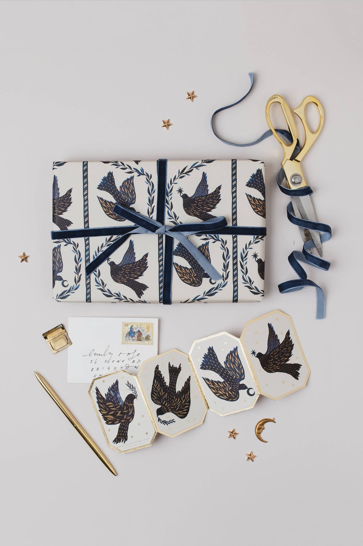 Katie Housley - Christmas Gift Wrap, Dove Stars