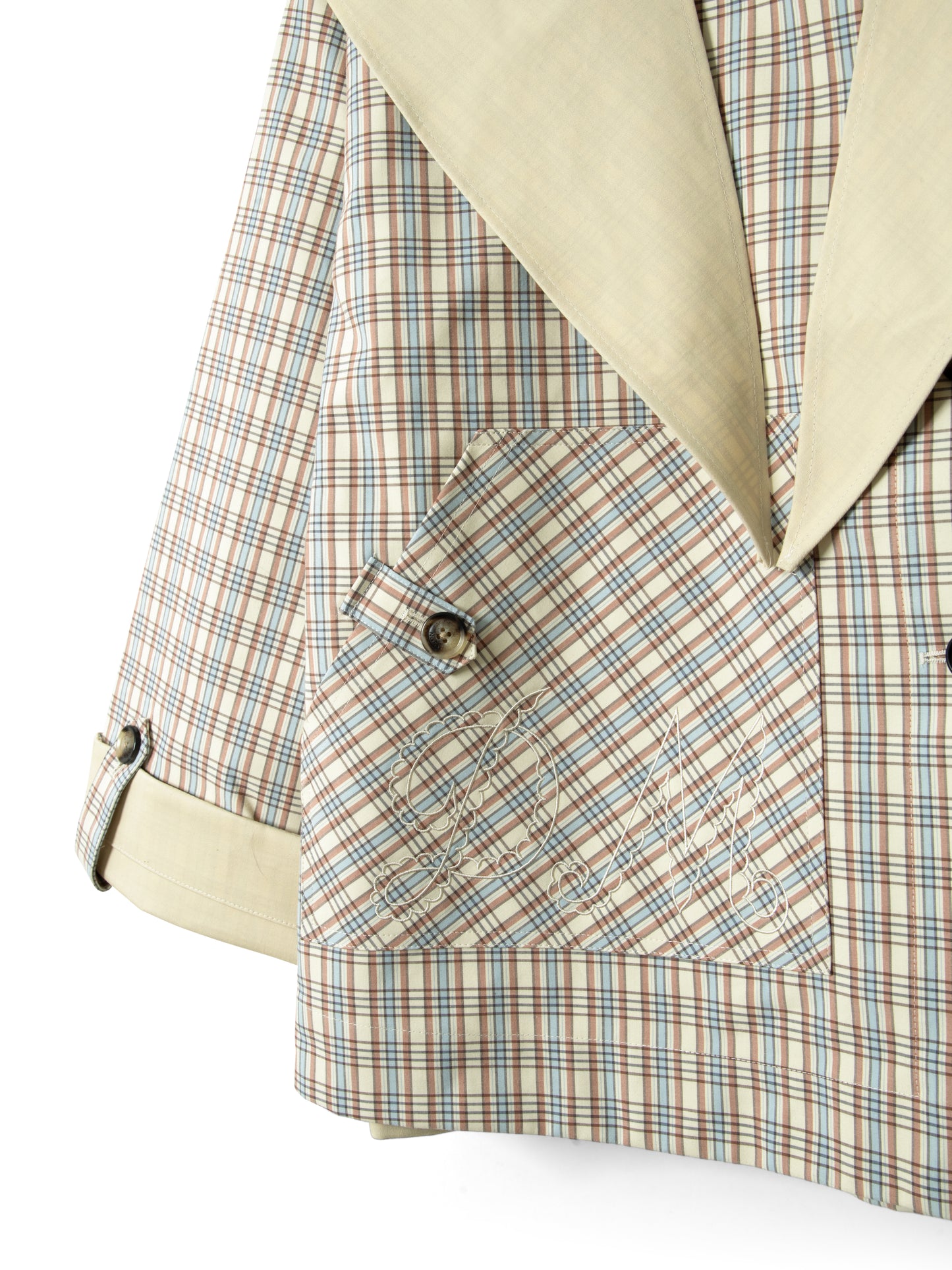 Damson Madder - Jerry Reversible Crop Trench, Ginger Check