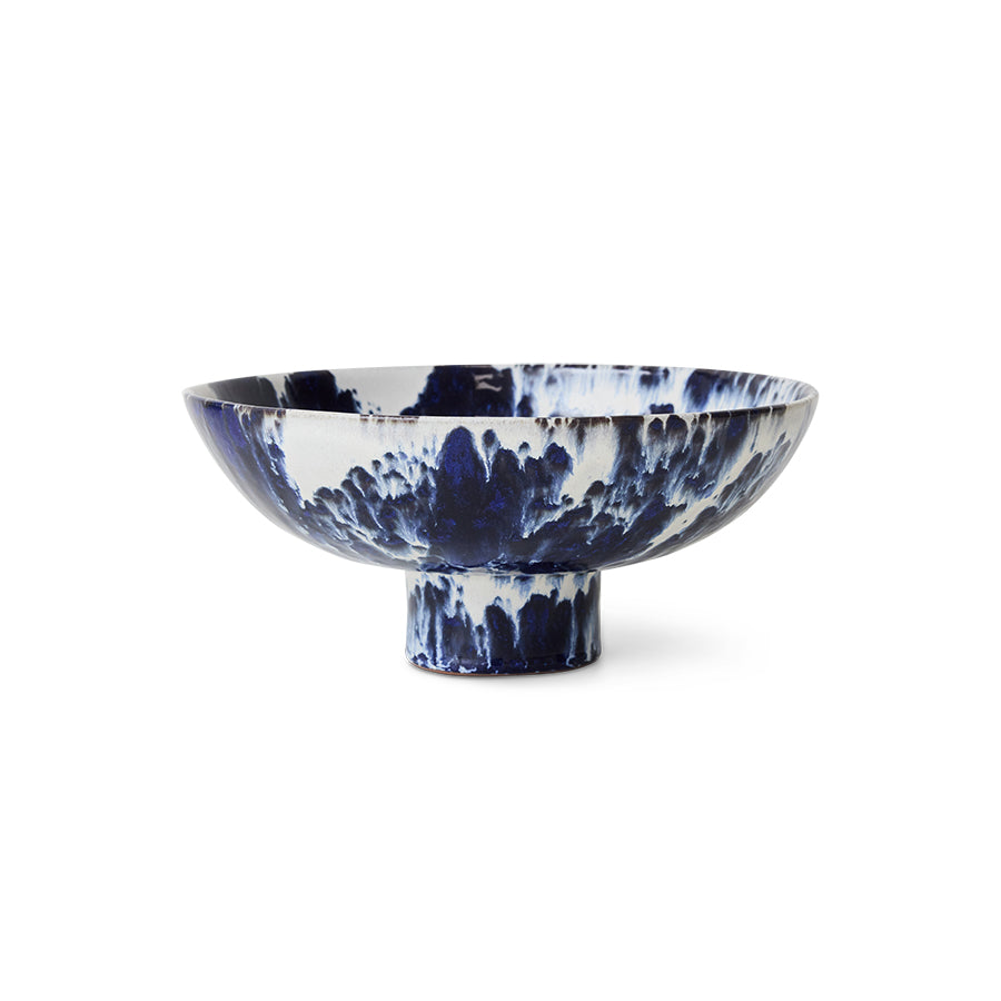 HKLIVING - Ceramic Bowl on Base, Indigo
