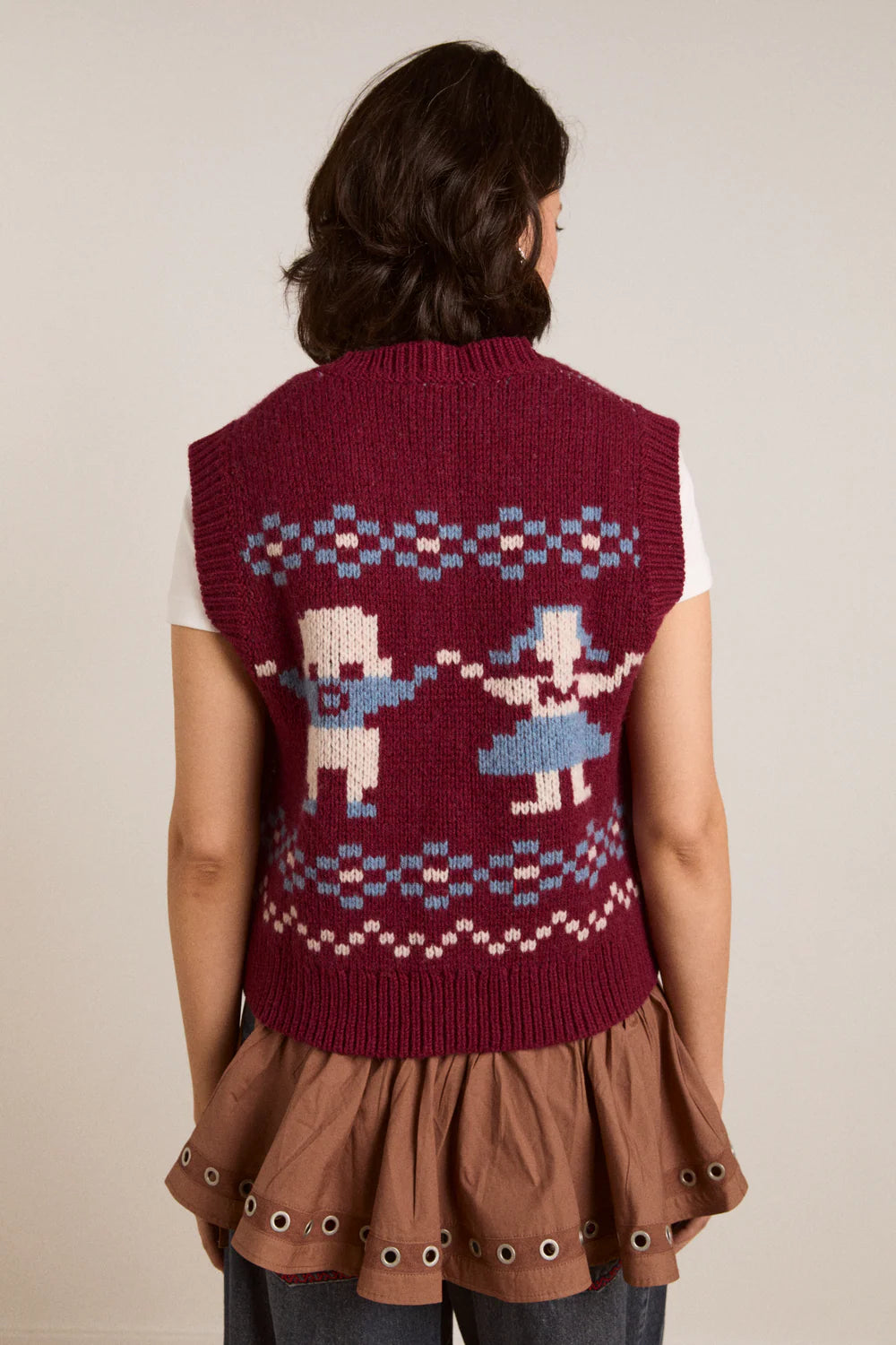 Damson Madder - Sofie Wool Vest, Novelty Intarsia Girls