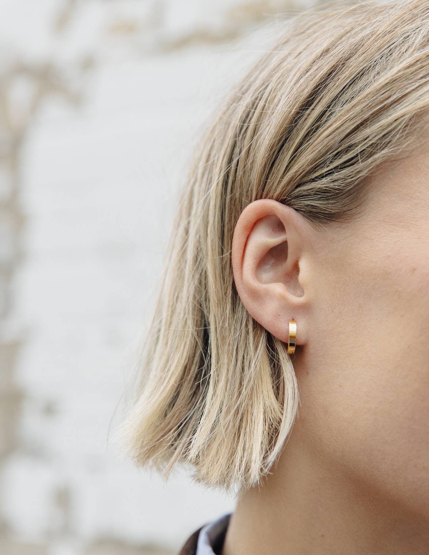 Nordic Muse - Gold Flat Huggie Earrings