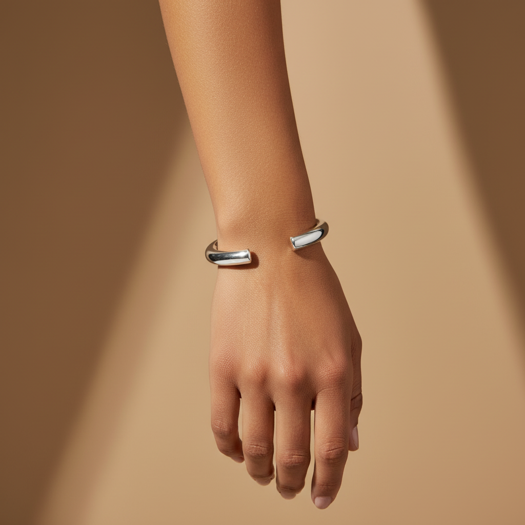 Gold Lunar -  Tubular Silver Cuff Chunky