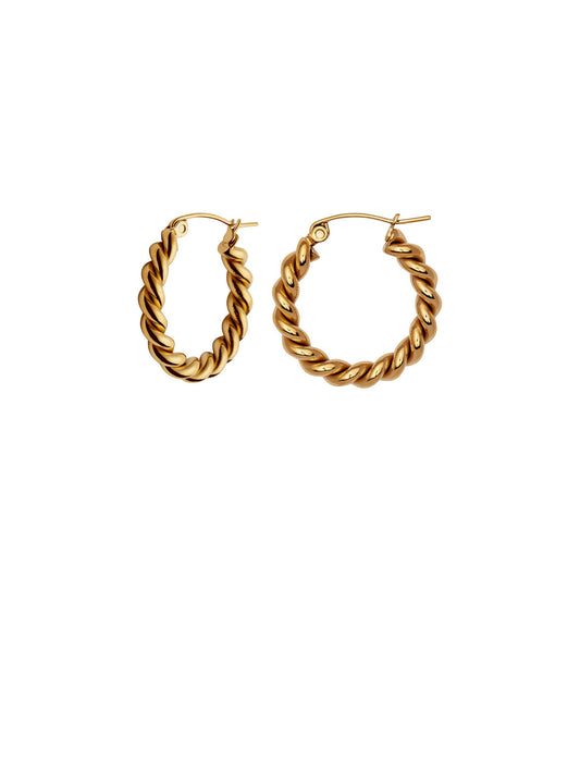 Nordic Muse -  Gold Small Twist Hoop Earrings