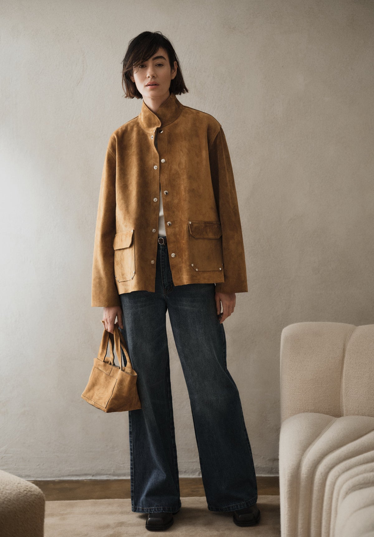 Rabens Saloner - Thelma Heavy Suede Jacket, Whiskey