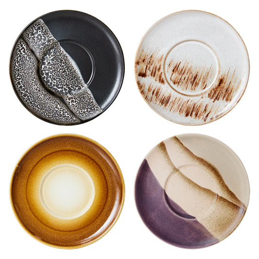 HKLIVING - 70's Ceramics: Saucers, Big Sur (Set of 4)