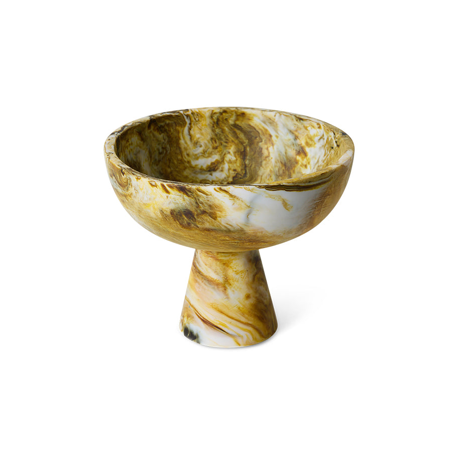 HKLIVING - Marbled Bowl on Base, Ochre