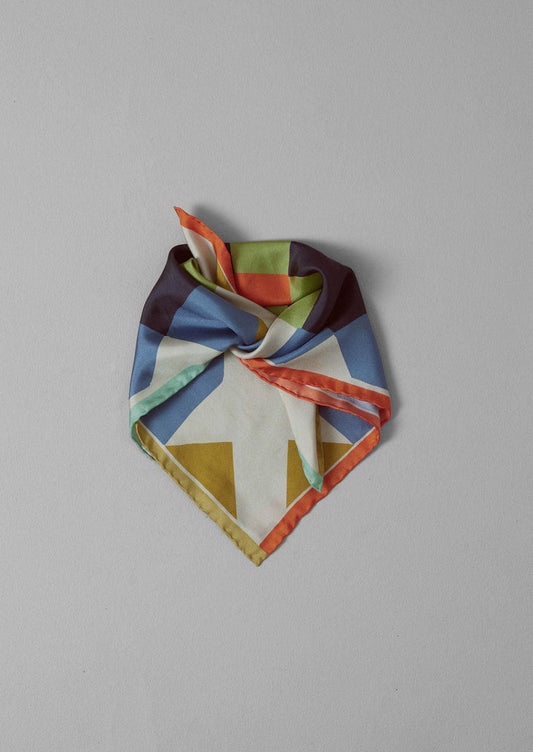 TOAST - Pinwheel Print Silk Bandana - Cornflower
