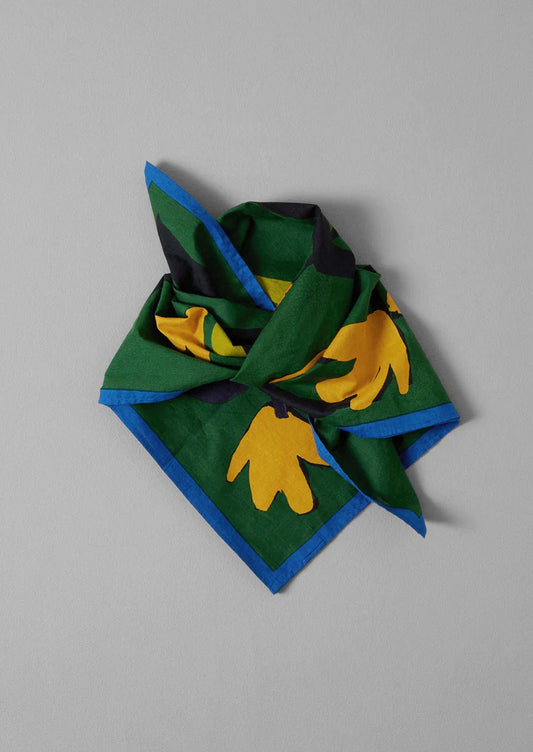 TOAST - Floral Ribbon Print Cotton Bandana - Lawn Green