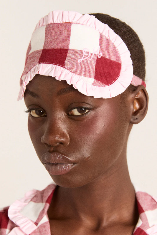Damson Madder - PJ Eye Mask, Large Pink Gingham