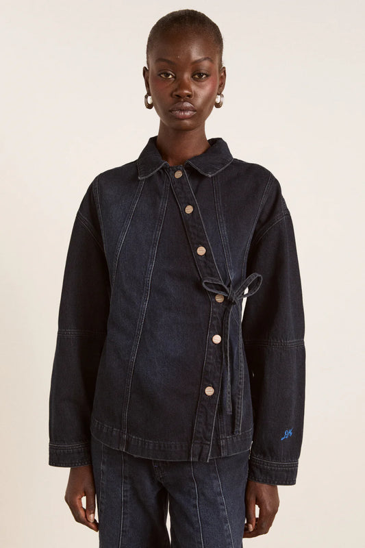 Damson Madder - Finella Denim Shirt, Wavy Seams