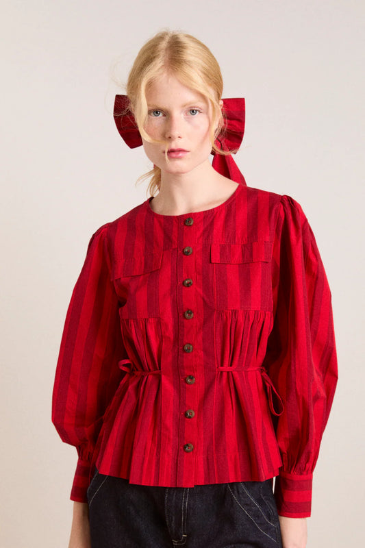 Damson Madder - Charlize Blouse - Red Burg Stripe