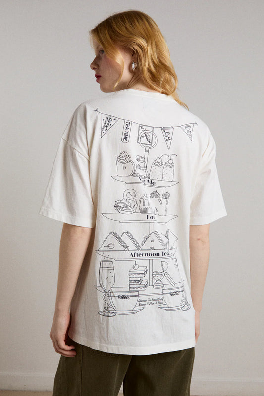Damson Madder - Afternoon Tea Boyfriend Tee, White