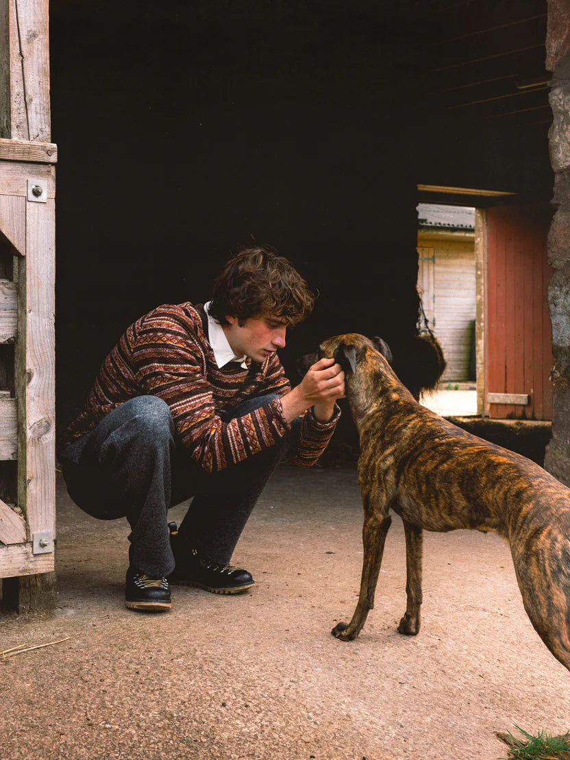 Kestin - Junction Sweat, Umber Knitted Fairisle