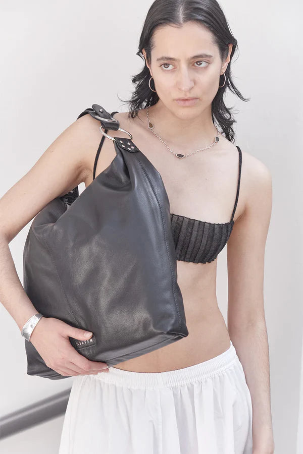 Silfen - Stevie Shoulder Bag, Black Leather