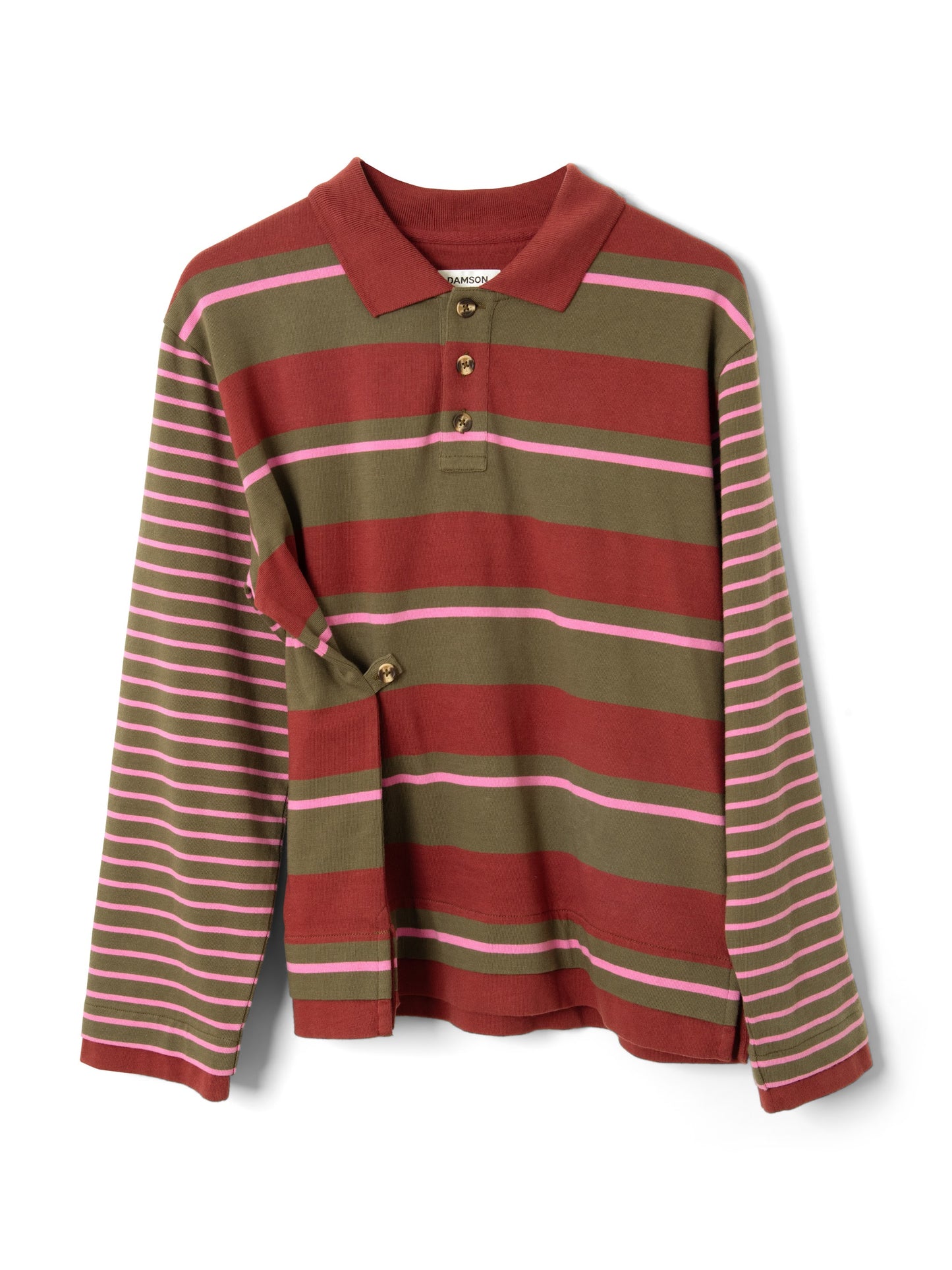 Damson Madder - Noah Cinch Rugby, Olive/Pink Stripe