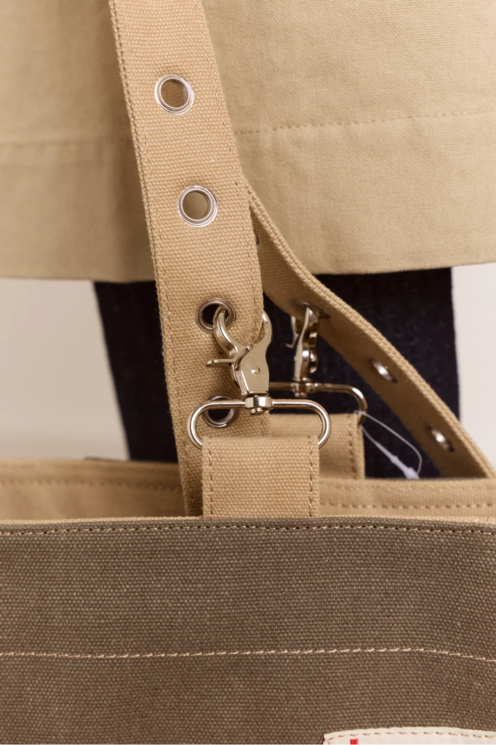 Damson Madder - Veda Canvas Blocked Bag, Olive and Sand