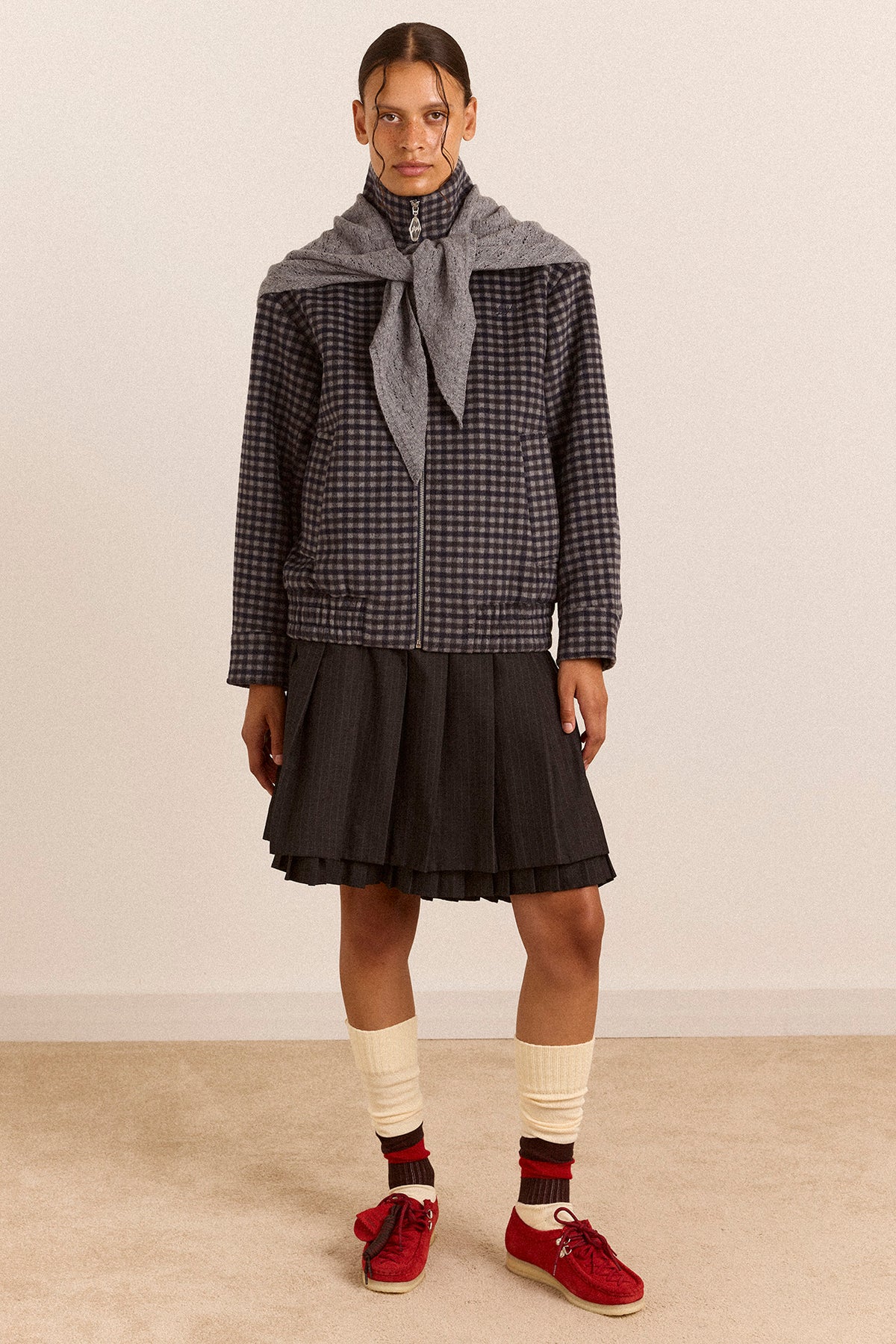Damson Madder - Pixie Wool Bomber, Willow Gingham