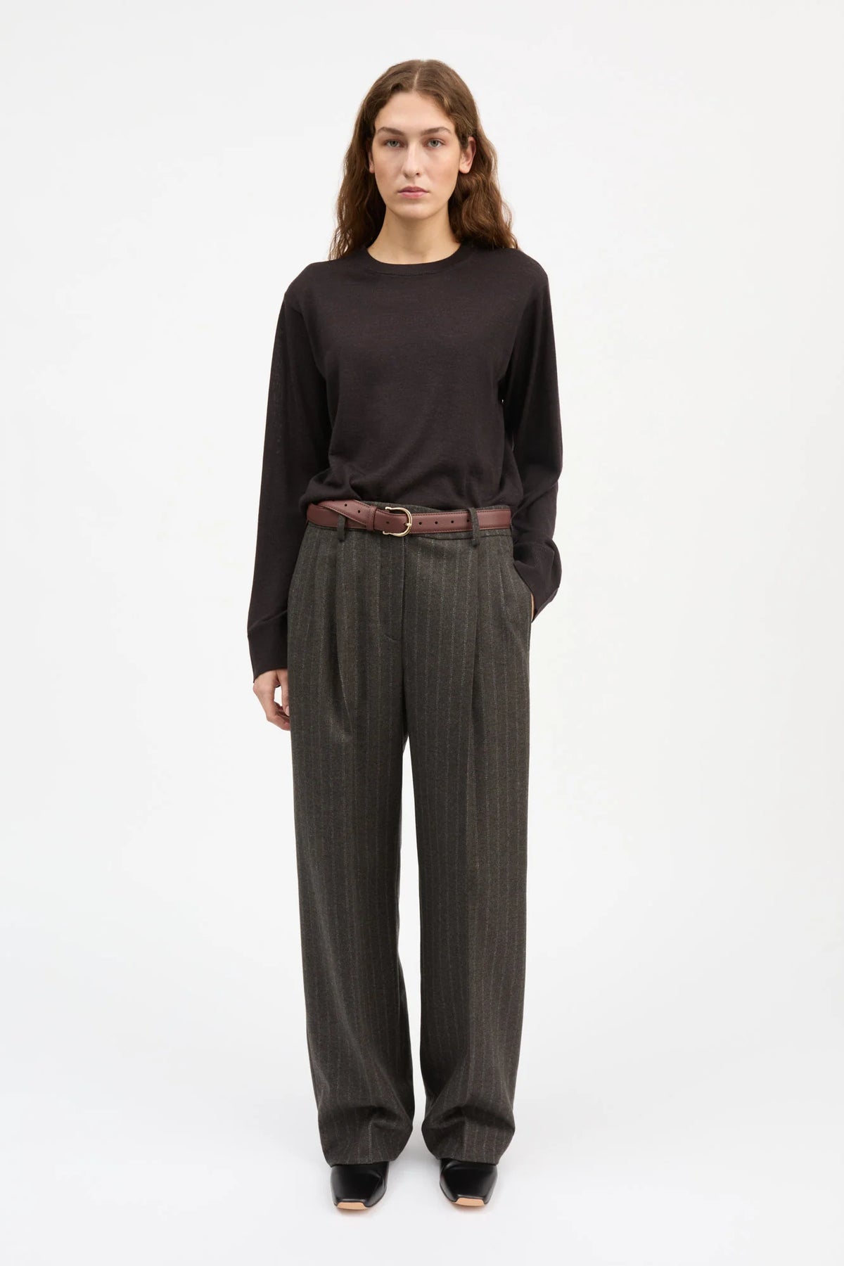 Skall Studio - Harry Trousers, Brown/Black Pinstripe
