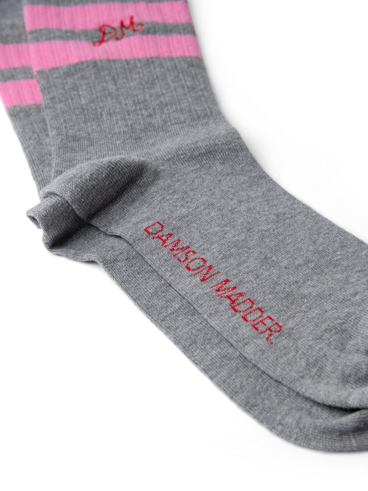 Damson Madder - Sporty Calf Length Sock, Grey/Pink