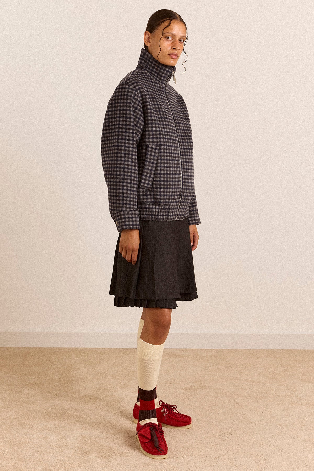 Damson Madder - Pixie Wool Bomber, Willow Gingham