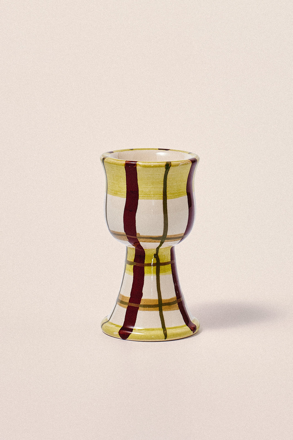 Damson Madder - Egg Cups, Chartreuse Check/Olive Stripe