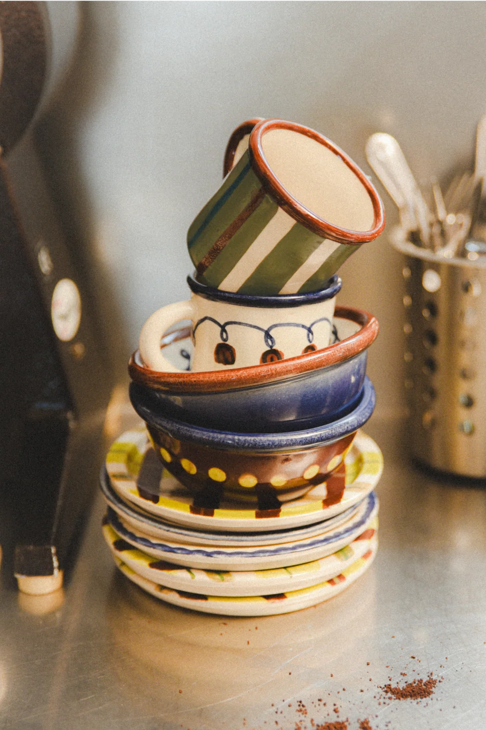 Damson Madder - Espresso Cup, Green Stripe
