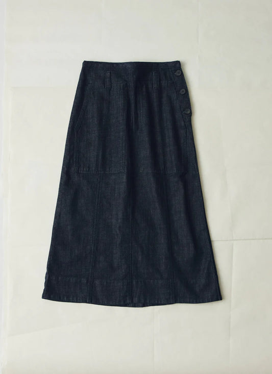 TOAST - Patch Pocket Organic Denim Skirt, Indigo