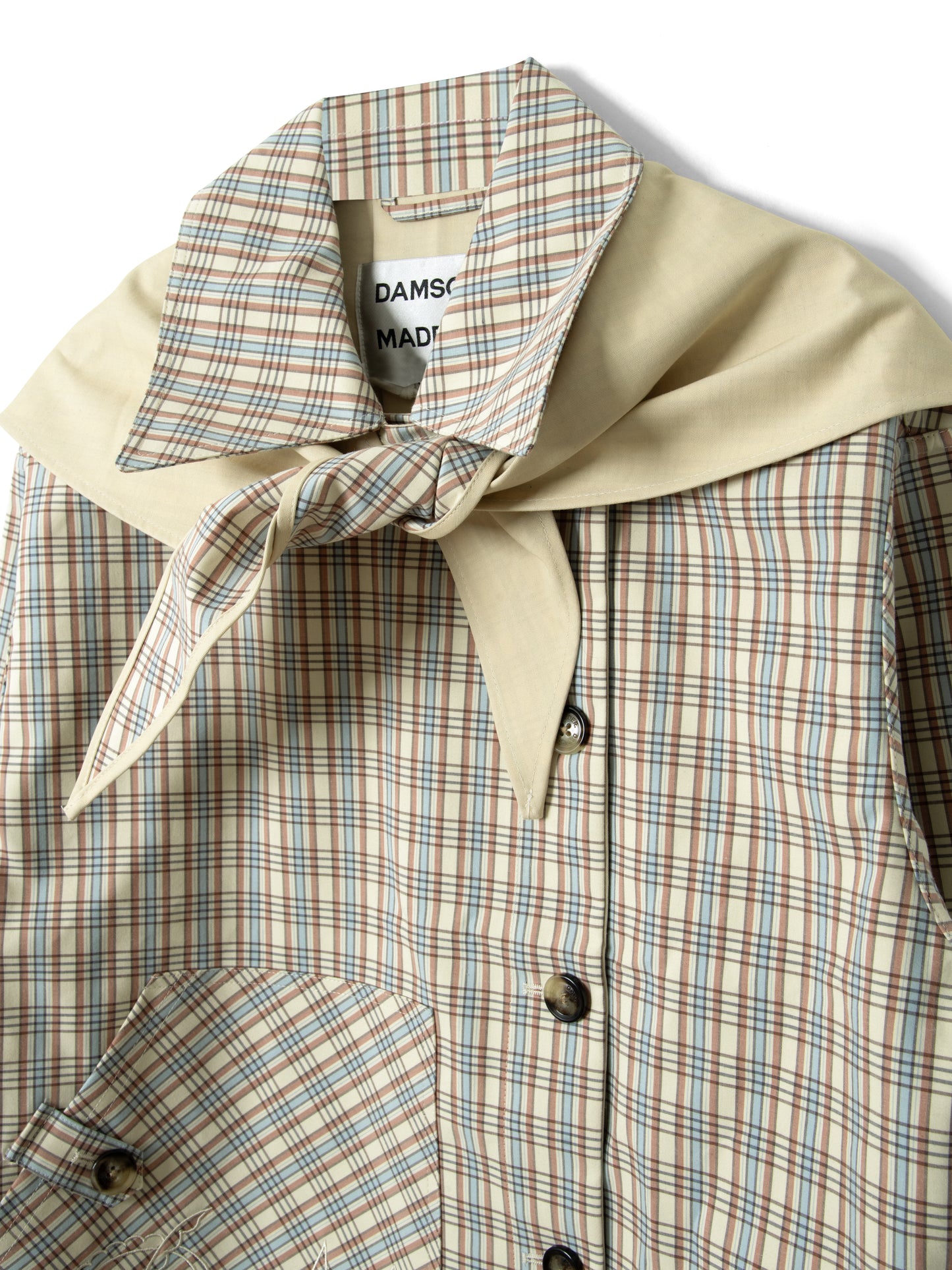 Damson Madder - Jerry Reversible Crop Trench, Ginger Check