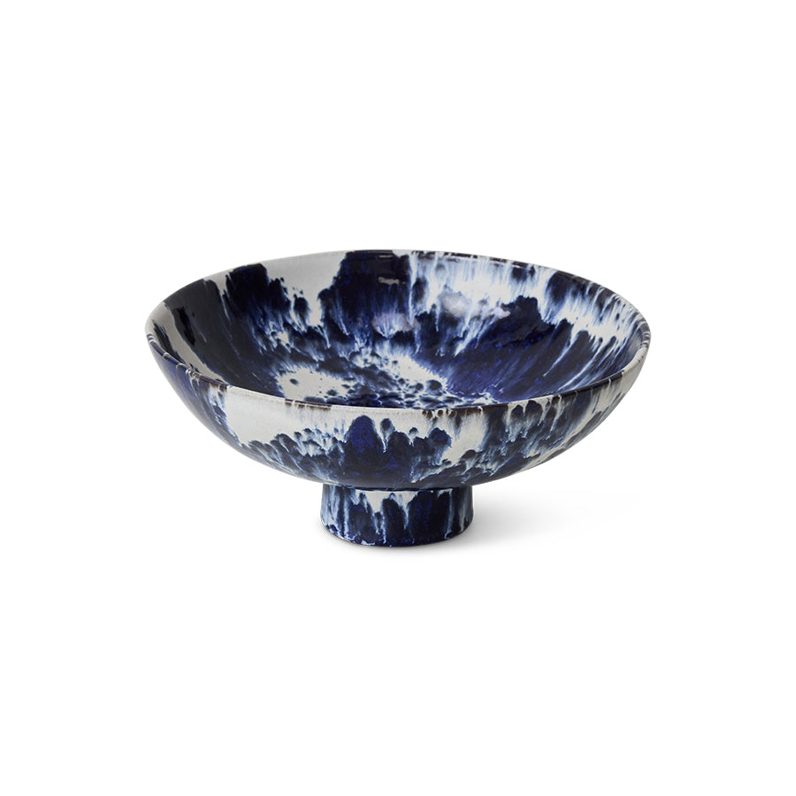 HKLIVING - Ceramic Bowl on Base, Indigo