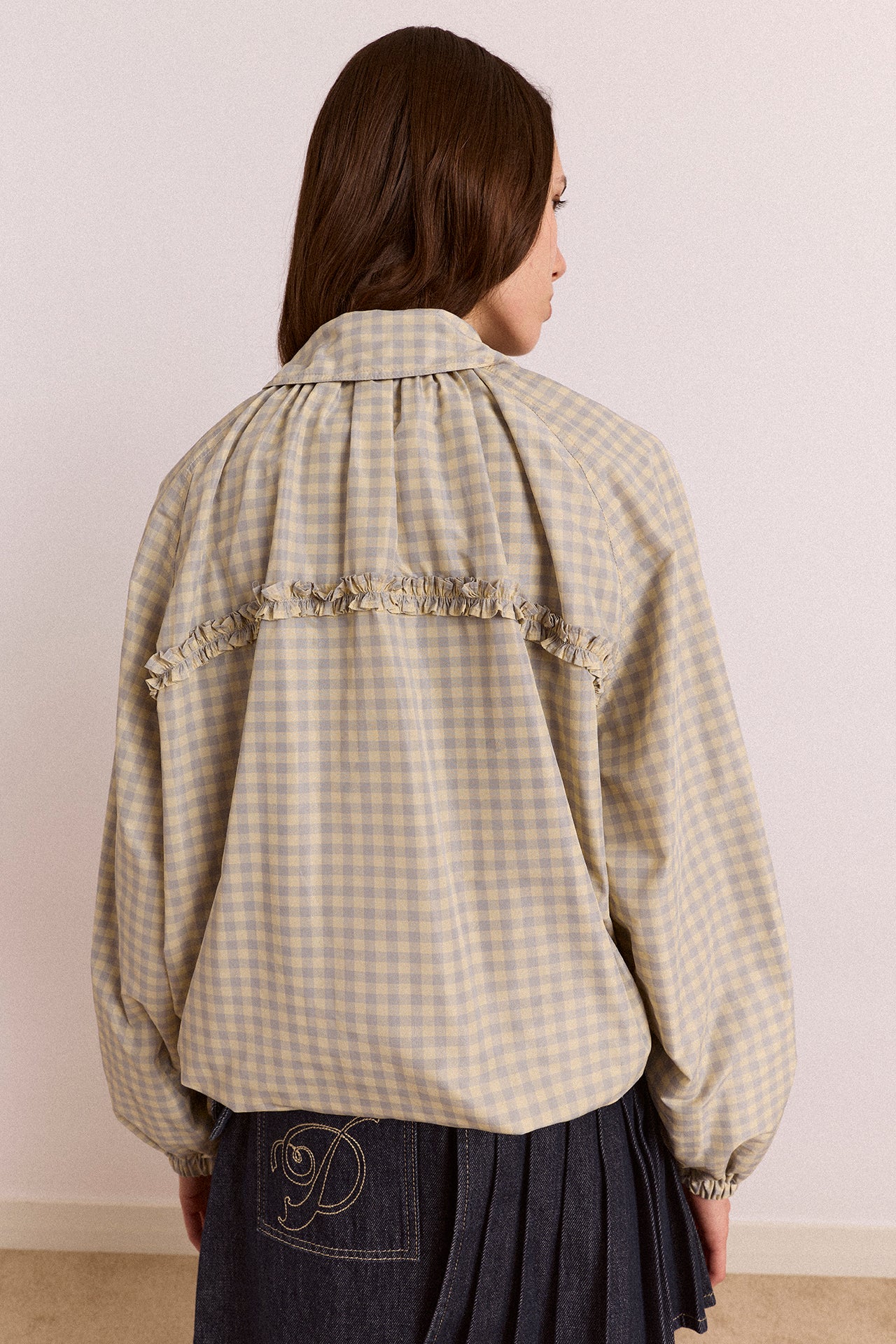 Damson Madder - Lailah Lightweight Bomber, Oyster Gingham