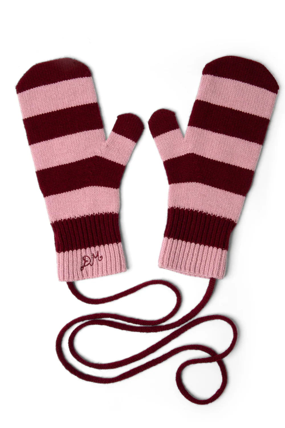Damson Madder - String Mittens, Pink/Red Stripe