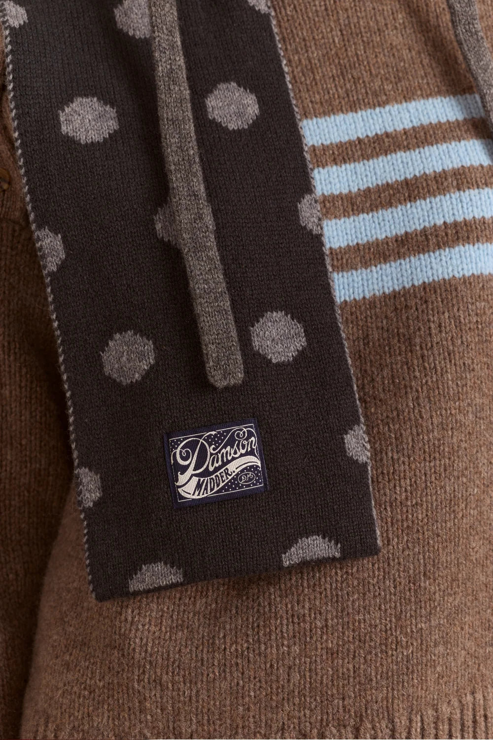 Damson Madder - Merino Wool Reversible Scarf, Grey Spot