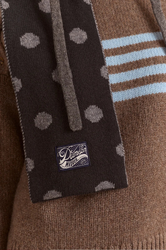 Damson Madder - Merino Wool Reversible Scarf, Grey Spot