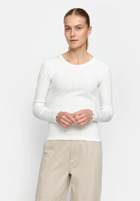 Esmé Studios - Ella Long Sleeve Top, White