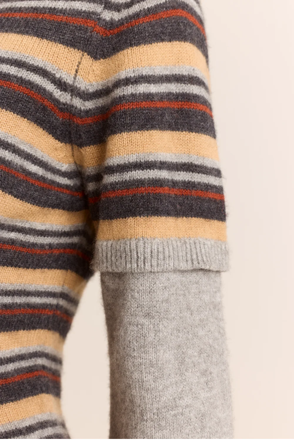 Damson Madder - Clara Double Sleeve Merino Wool Jumper, Stripe